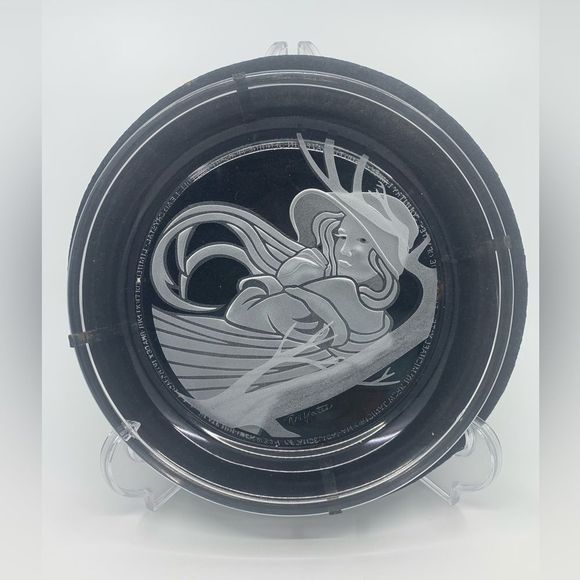 Art Nouveau ANGELICA Michael Yates Country Ladies Morgantown Lead Crystal Plate - Picture 1 of 7